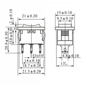 Chave Gangorra Preta 3 Terminais 3 Posições Com Marcação I O II KCD1-103/B2