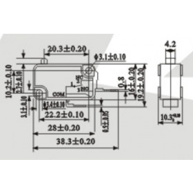 Chave Micro Switch NA 250V 16A KW11-7 (Fim de Curso)