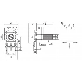 Potenciômetro Linear 10kΩ L15 - Mini (WH148-1)