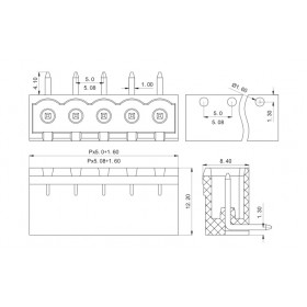 Conector Macho Verde 2 Vias KF2EDGRC-5.08 Passo 5,08mm 90° para Placa