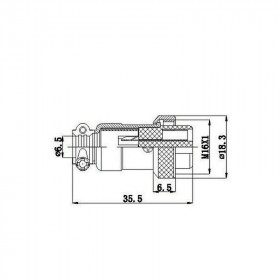 Conector de Aviação Circular Mike GX16 2 Vias Fêmea para Cabo