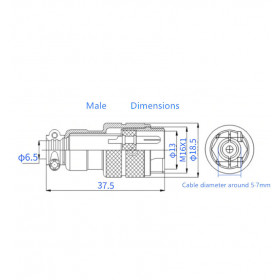 Conector de Aviação Circular Mike GX16 2 Vias Macho para Cabo