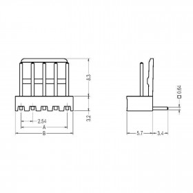 Conector Macho 2 Vias KK 2,54mm 90°