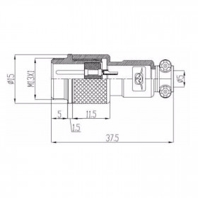 Conector de Aviação Circular Mini Mike GX12 7 Vias Macho para Cabo