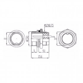 Conector de Aviação Circular Mini Mike GX12 7 Vias Macho para Painel