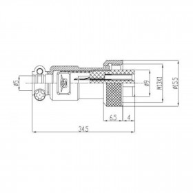 Conector de Aviação Circular Mini Mike GX12 6 Vias Fêmea para Cabo