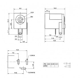 Jack J4 P4 2,5mm para Placa DC-005