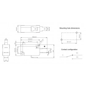 Chave Micro Switch 250V 16A com Alavanca de 14mm e Roda KW11-7 (Fim de Curso)