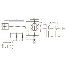 Jack J2 P2 Mono Vertical para Placa Circuito Fechado (PJ-323)