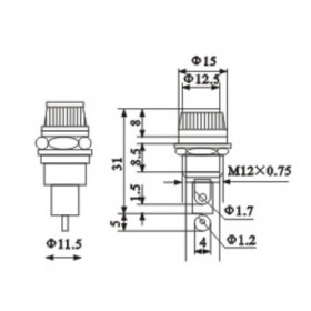 Porta Fusível 20AG 5x20mm 15A 125Vac Redondo para Painel BLX-1