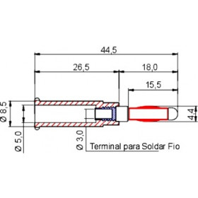 Pino Banana PB81 Vermelho 4mm com Mola e Capa Rígida 15A