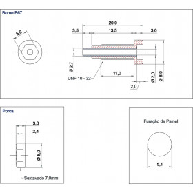 Borne para Pino Banana 2mm B67 Cinza 10A