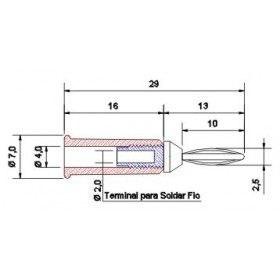 Pino Banana PB22 Vermelho 2mm com Mola Pétala e Capa Rígida 10A