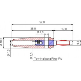 Pino Banana PB181 Vermelho 4mm com Mola e Capa Flexível 15A