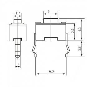 Chave Tactil 2 Terminais KFC-A06 3x6x4,3mm 180°