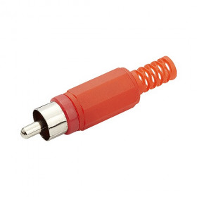 Plug RCA Macho Vermelho Plástico com Rabicho