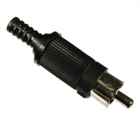 Plug RCA Macho Preto com Rabicho Rígido