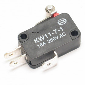 Chave Micro Switch 250V 16A com Alavanca de 14mm e Roda KW11-7 (Fim de Curso)