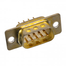 Conector DB9 Macho Dourado 180º para Placa