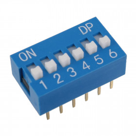 Chave Dipswitch 6 vias 180° Azul
