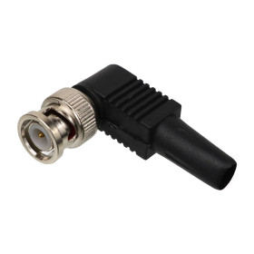 Conector BNC Macho com Capa Plástica Cotovelo 90° para Cabo HBN-125