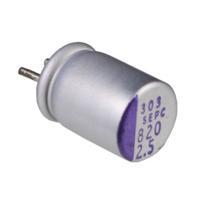 Capacitor Eletrolítico Sólido 820uF 2.5V 6mmX9mm Terminais Curtos