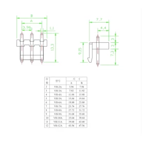 Conector VH 2 Vias KK 3,96mm Macho 180° KKzão com Trava
